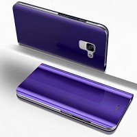 PHEZEN Galaxy A8 Plus 2018 Case  Luxury Mirror Makeup Case Plating PU Leather Flip Folio Wallet Case [Kickstand Feature] Magnetic Closure Full Cover Case for Samsung Galaxy A8 Plus 2018 (Purple) - B079NP47FT